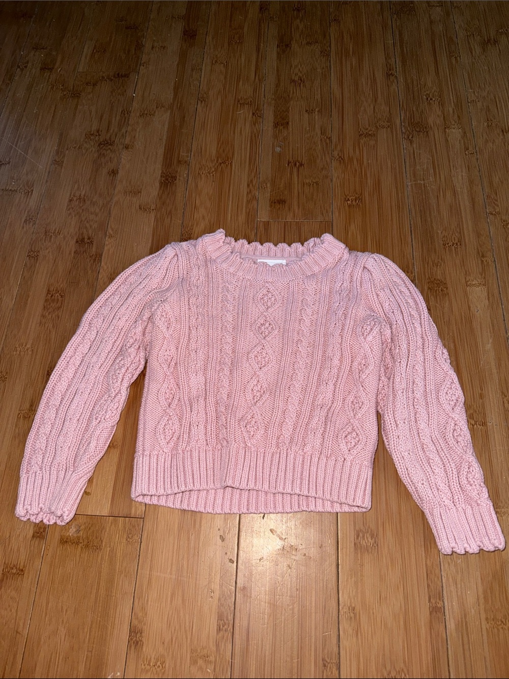 GAP Pink Cable Knit Crewneck Sweater